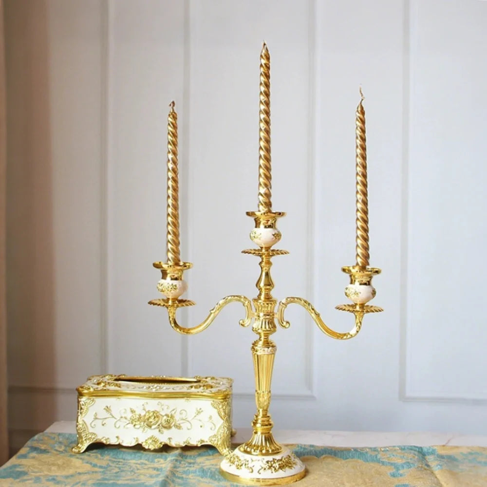 Candelabra, Vintage Taper Candle Holder, Floral Detail, 3 or 5 Arm, 14in