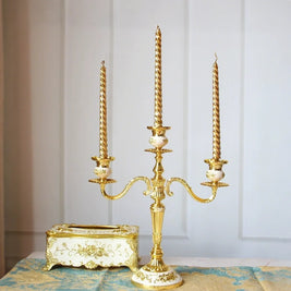 Candelabra, Vintage Taper Candle Holder, Floral Detail, 3 or 5 Arm, 14in