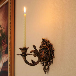 Wall Candle Holder, Vintage Iron Wall Sconce for Taper Candles, Scrollwork