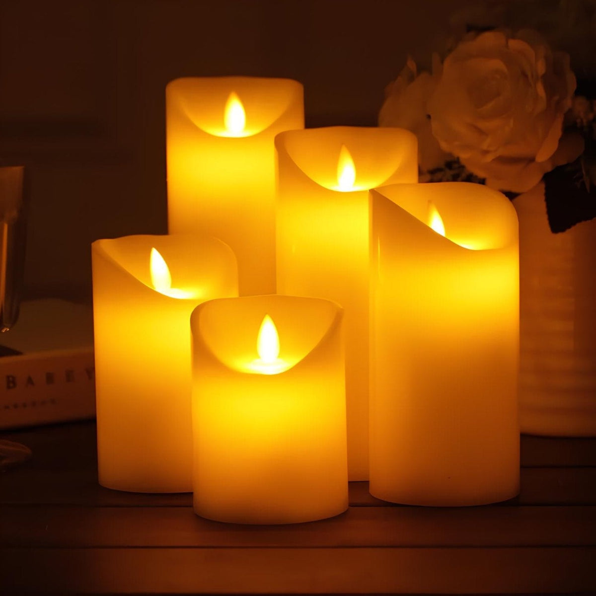 Flameless Candles, Battery Operated LED Pillar Candles, Flicker, 7 Styles