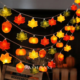 1.5/3m Halloween LED Pumpkin Nut Maple Leaf Light String Home Christmas Party Decoration Hanging Lamp Props