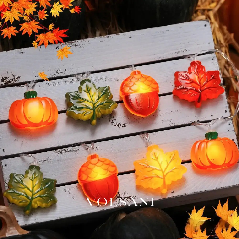 1.5/3m Halloween LED Pumpkin Nut Maple Leaf Light String Home Christmas Party Decoration Hanging Lamp Props