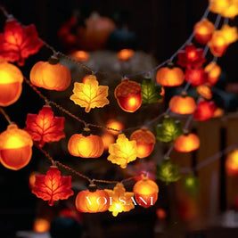 1.5/3m Halloween LED Pumpkin Nut Maple Leaf Light String Home Christmas Party Decoration Hanging Lamp Props