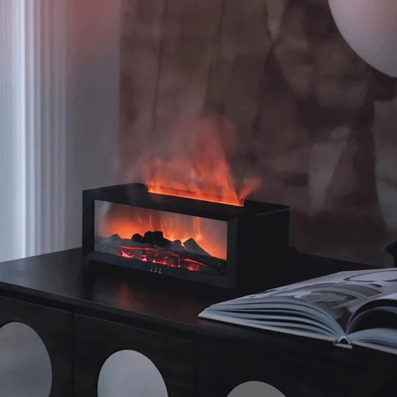 Flame Humidifier, Essential Oil Diffuser, Fire Effect, 7 Colors, Remote
