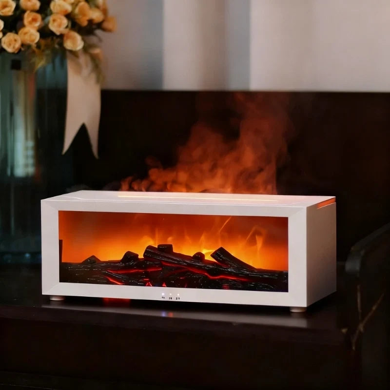 Flame Humidifier, Essential Oil Diffuser, Fire Effect, 7 Colors, Remote