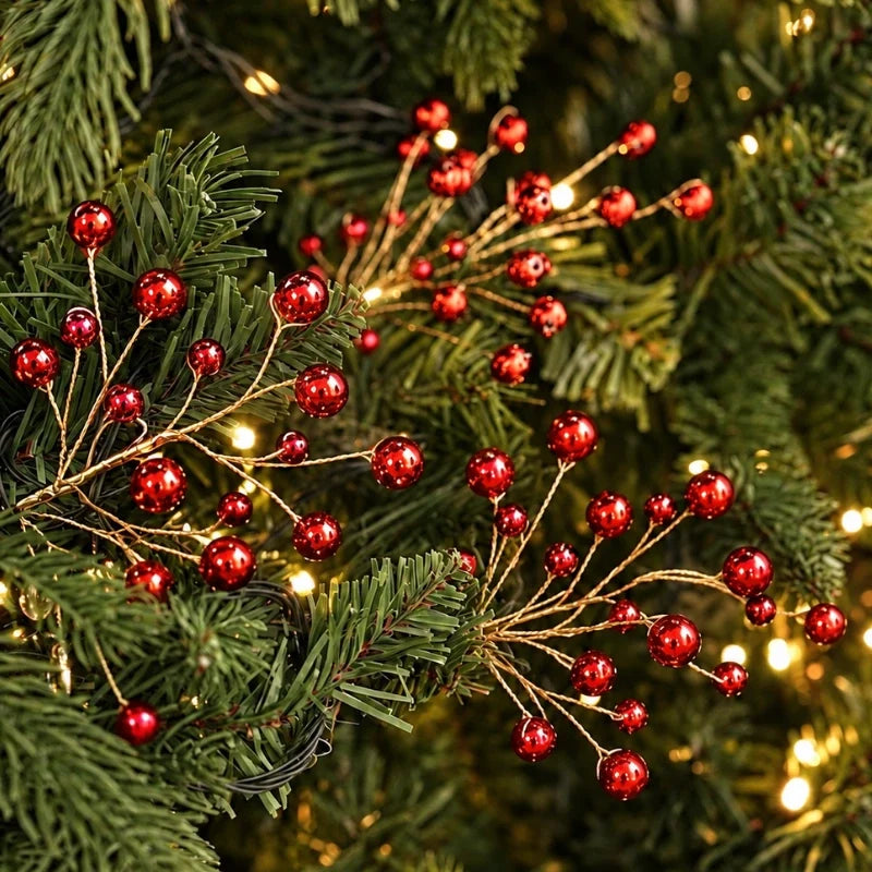 Christmas Tree Picks, Beaded Pearl & Crystal Look Branches, 10-40 Pack