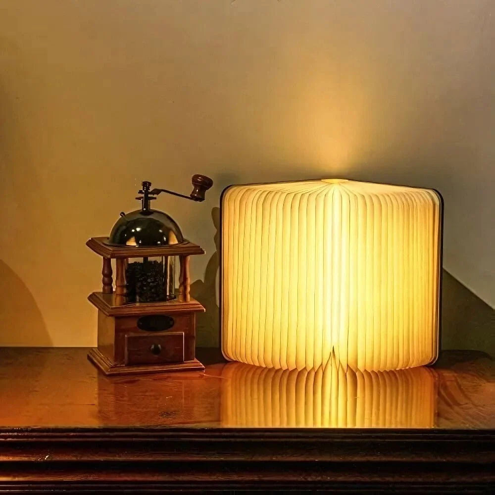 Book Lamp, Folding Wooden Book Light, Rechargeable LED, Walnut or Maple