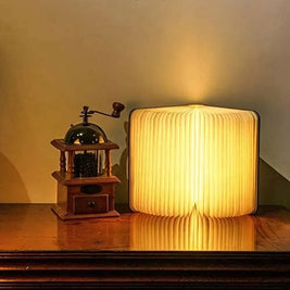 Book Lamp, Folding Wooden Book Light, Rechargeable LED, Walnut or Maple