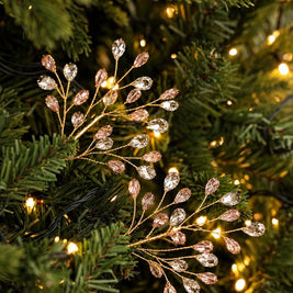 Christmas Tree Picks, Beaded Pearl & Crystal Look Branches, 10-40 Pack