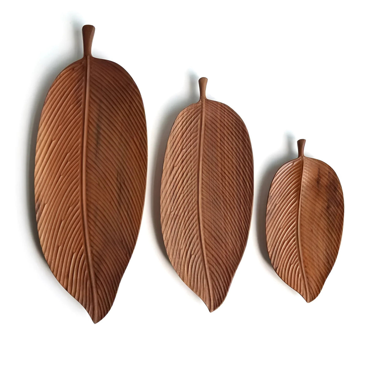 Walnut Wood Serving Tray, Leaf Shape Cheese Board & Tapas Tray, 9.8-18.9in