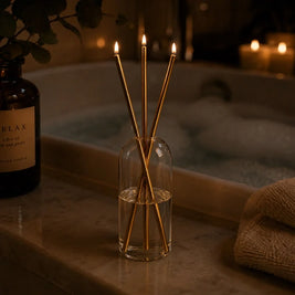 Refillable Oil Candles, Glass Oil Lamp with 3 Steel Wick Candles, 3 Colors