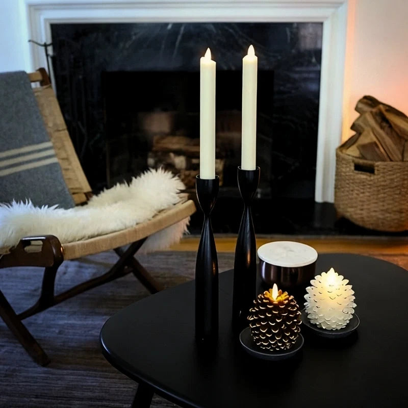 Flameless Pine Cone Candles, Real Wax LED Candles, Remote & Timer, 6.3in