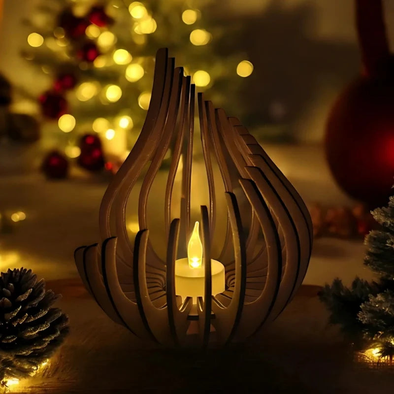 Wooden Candle Holder, Carved Teardrop Candle Lantern, DIY Kit, 3 Sizes