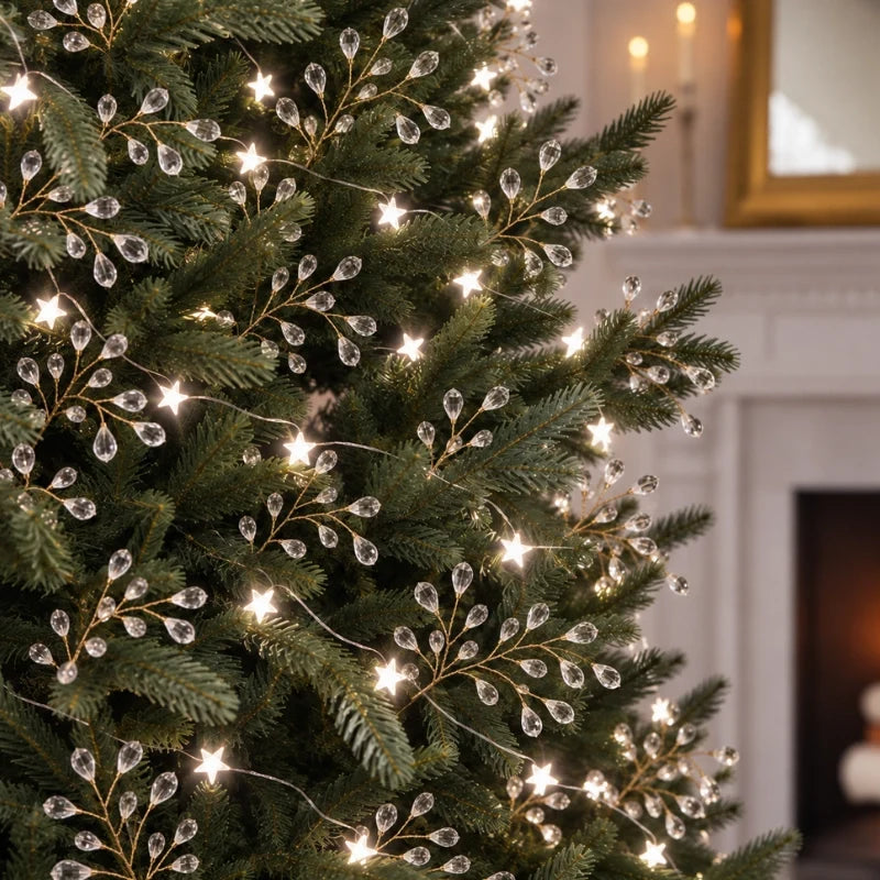 Christmas Tree Picks, Beaded Pearl & Crystal Look Branches, 10-40 Pack