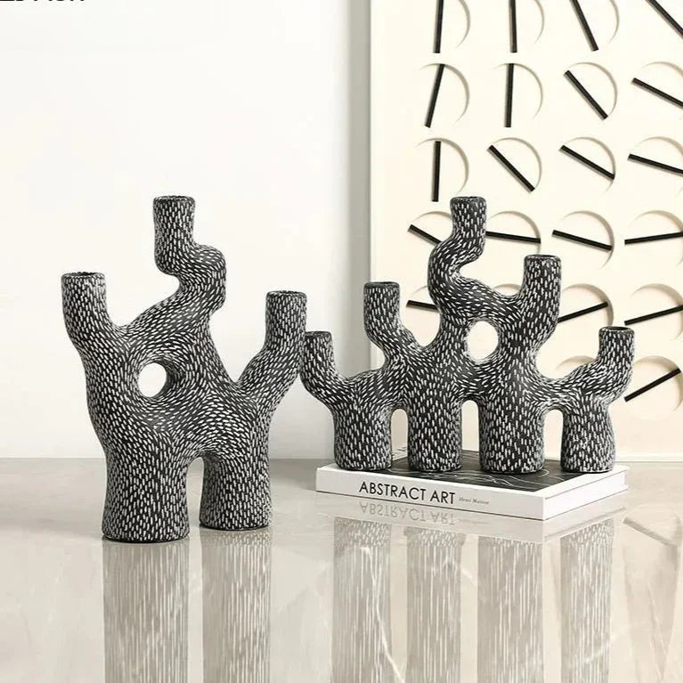 Cement Coral Candle Holder, Abstract Candlestick Stand, Textured, 11-14in