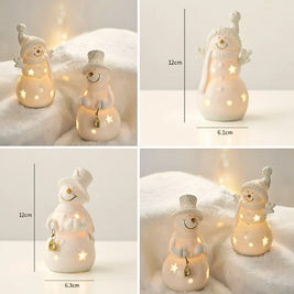 Ceramic Christmas Houses, Light Up White Village Set, Trees & Snowmen, LED