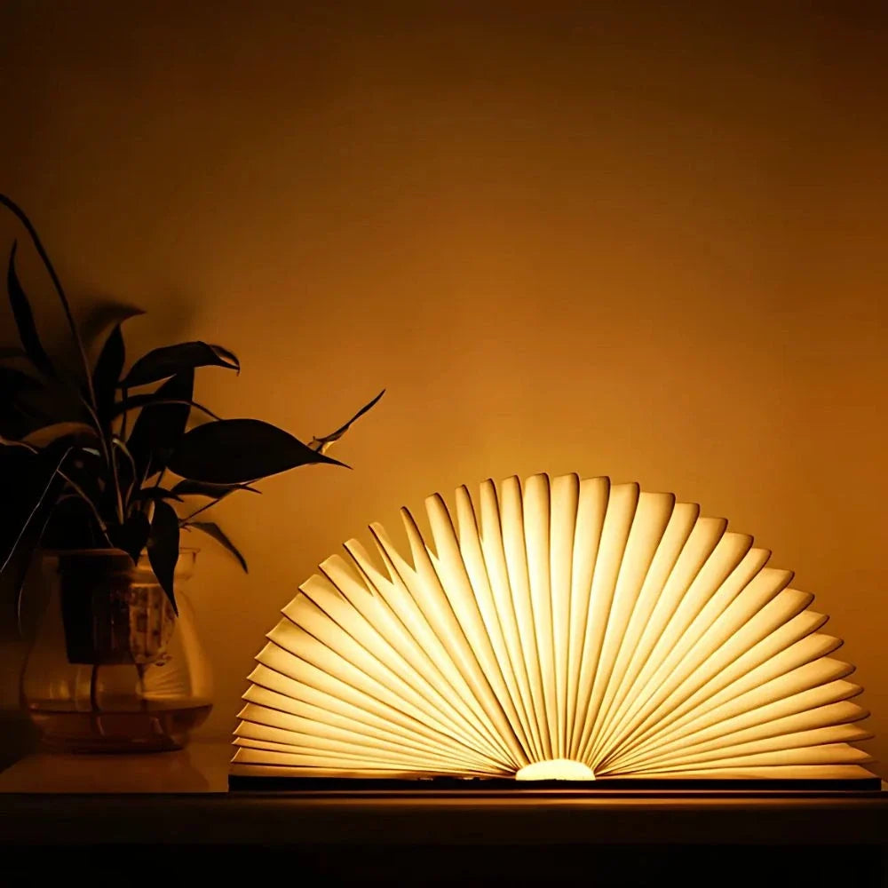 Book Lamp, Folding Wooden Book Light, Rechargeable LED, Walnut or Maple