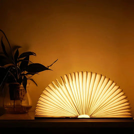 Book Lamp, Folding Wooden Book Light, Rechargeable LED, Walnut or Maple