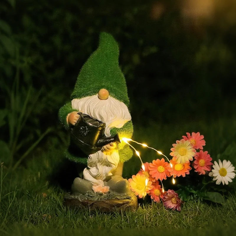 Solar Garden Gnomes, Light Up Resin Gnome Statues, Dusk Sensor, 6 Styles