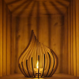 Wooden Candle Holder, Carved Teardrop Candle Lantern, DIY Kit, 3 Sizes