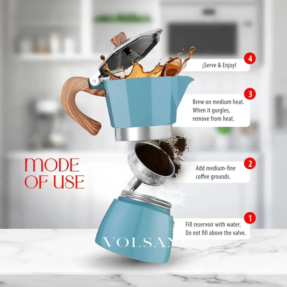 150/300ML Premium Aluminum Moka Pot Coffee Maker Handcrafted for Rich Flavor Italian Style for Home Outdoor Camping