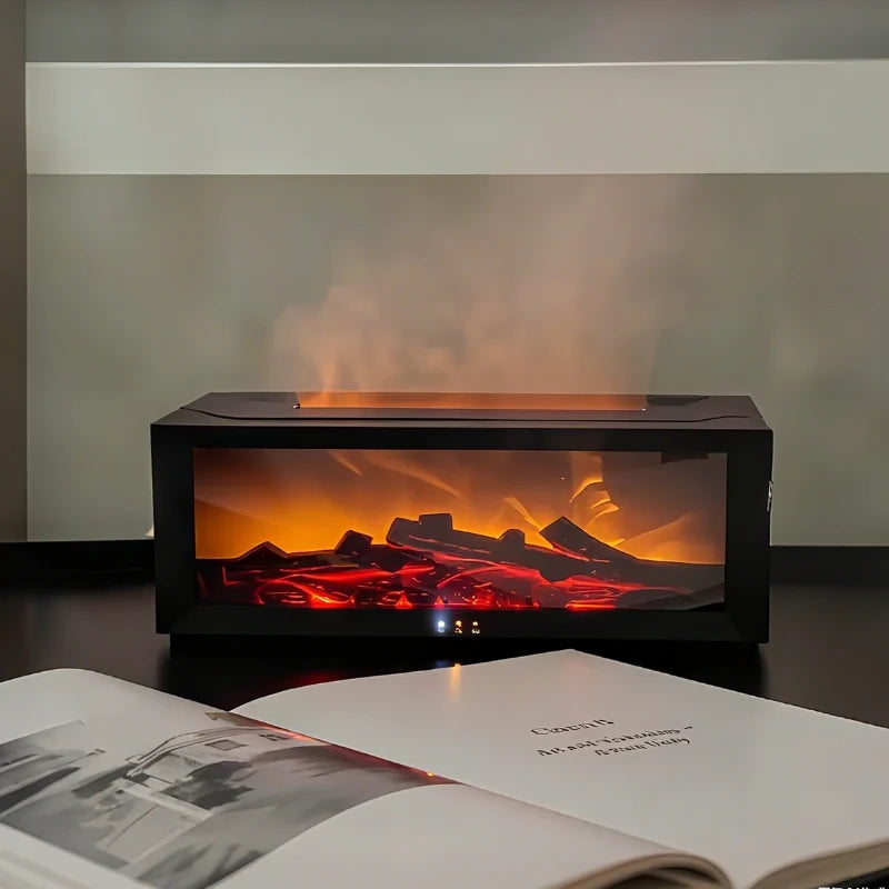 Flame Humidifier, Essential Oil Diffuser, Fire Effect, 7 Colors, Remote