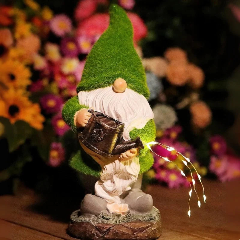 Solar Garden Gnomes, Light Up Resin Gnome Statues, Dusk Sensor, 6 Styles