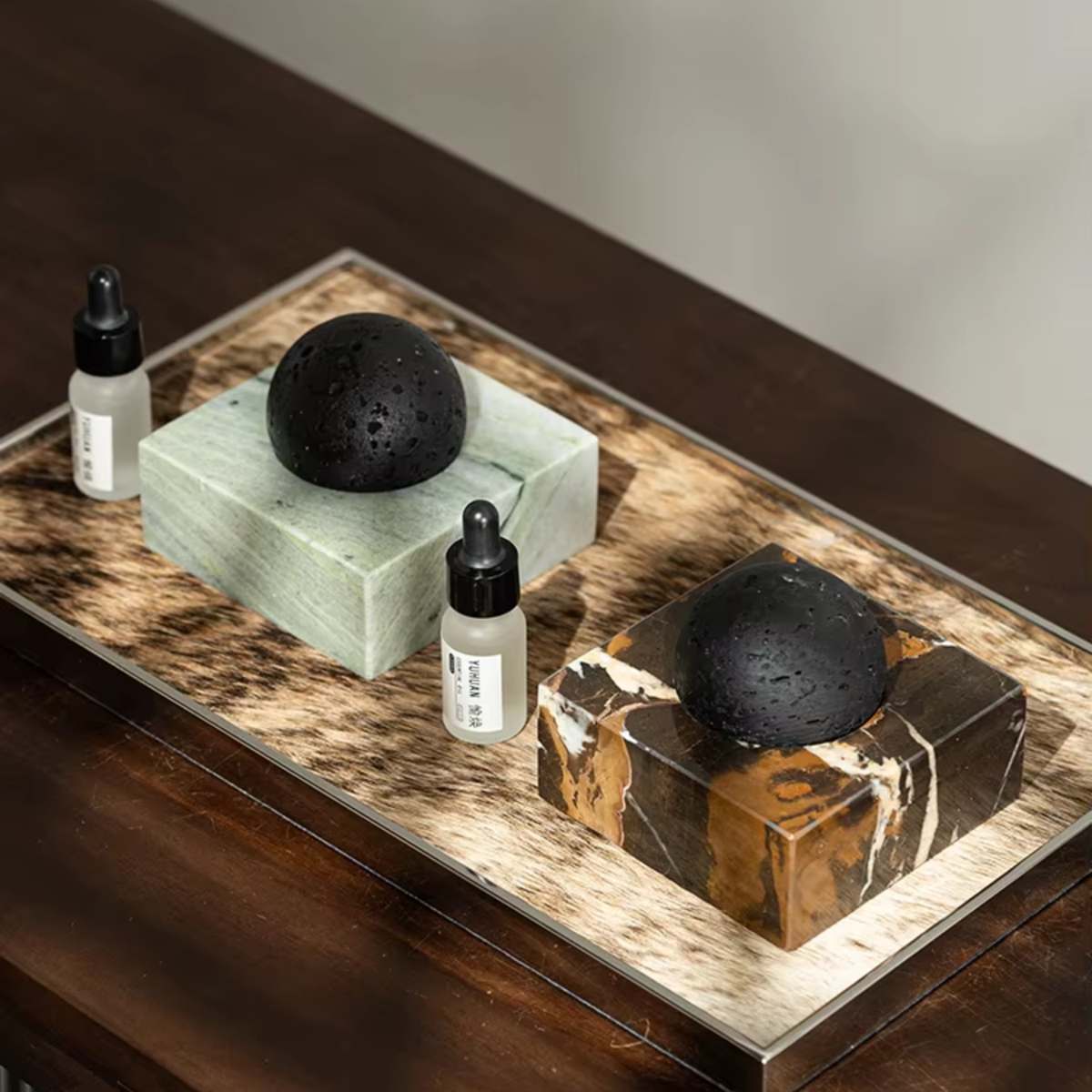 Marble Lava Stone Oil Diffuser, No Electricity Aromatherapy Diffuser, 3.9in