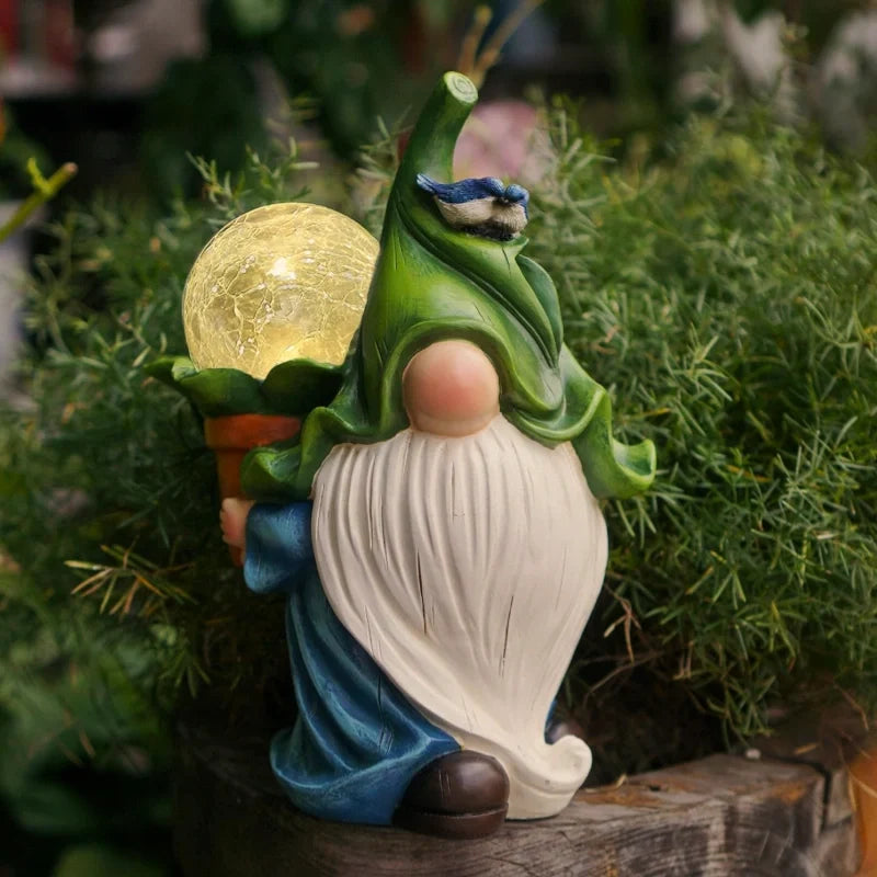 Solar Garden Gnomes, Light Up Resin Gnome Statues, Dusk Sensor, 6 Styles