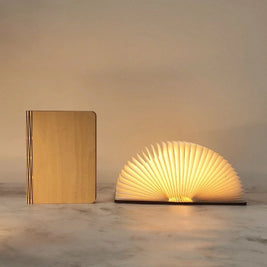 Book Lamp, Folding Wooden Book Light, Rechargeable LED, Walnut or Maple
