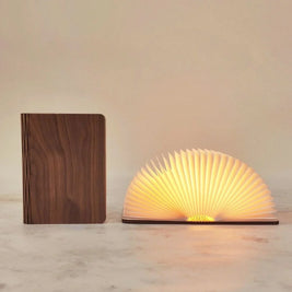 Book Lamp, Folding Wooden Book Light, Rechargeable LED, Walnut or Maple