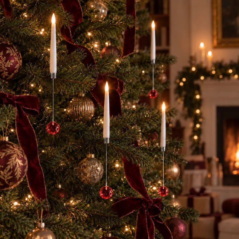 Christmas Tree Candles with Hanging Crystal Look Ornaments, LED, Remote
