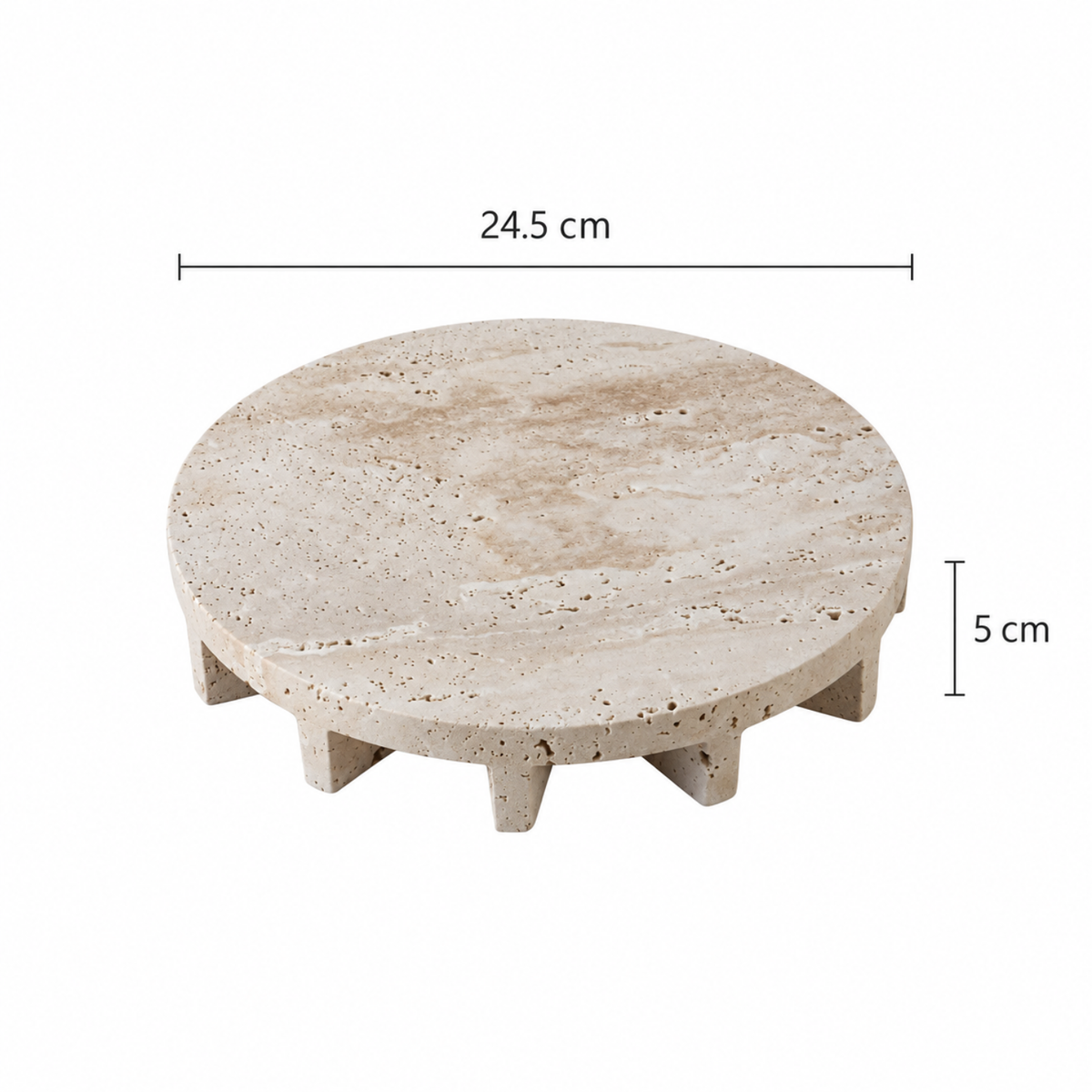 Travertine Footed Tray, Raised Stone Coffee Table Tray, 3 Styles, 9-9.6in