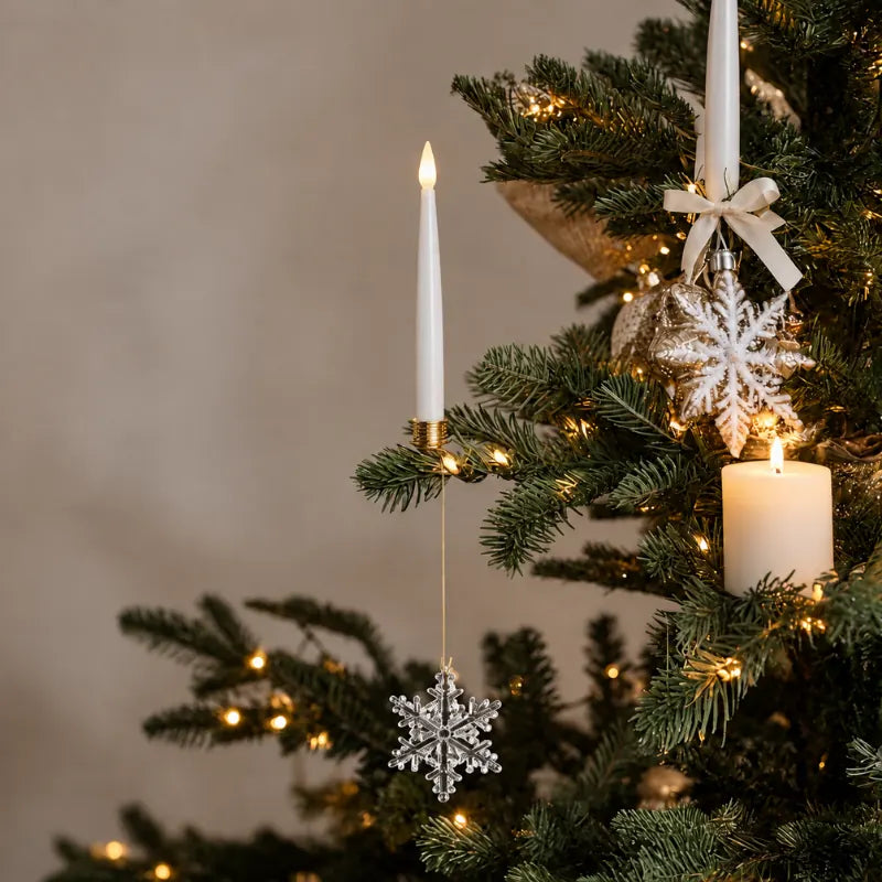 Christmas Tree Candles with Hanging Crystal Look Ornaments, LED, Remote