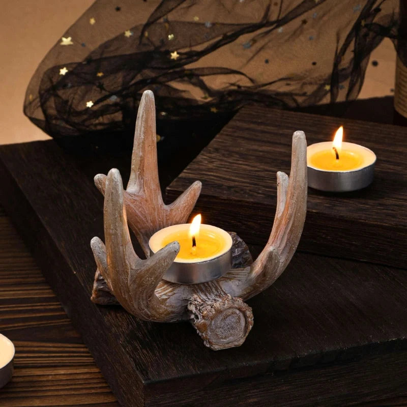 Antler Candle Holder, Sculpted Resin Cup Candle Holder, Woodland, 3.5in