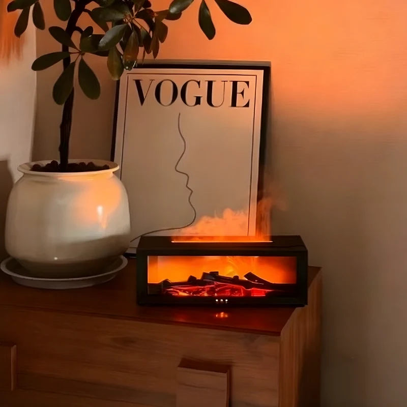 Flame Humidifier, Essential Oil Diffuser, Fire Effect, 7 Colors, Remote