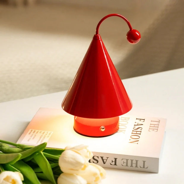Cordless Table Lamp, Rechargeable Cone Lamp, Dimmable 3 Color LED, 7.9in