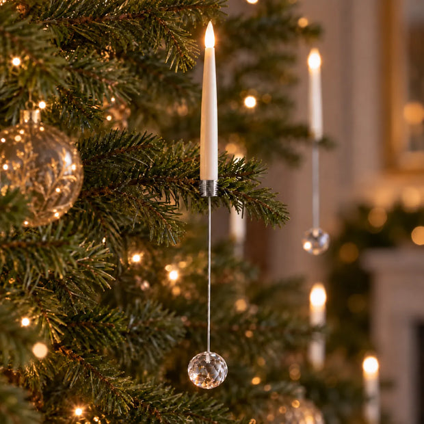 Christmas Tree Candles with Hanging Crystal Look Ornaments, LED, Remote