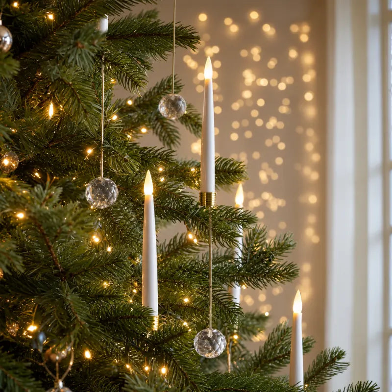 Christmas Tree Candles with Hanging Crystal Look Ornaments, LED, Remote