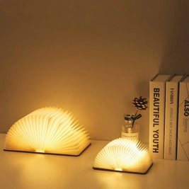 Book Lamp, Folding Wooden Book Light, Rechargeable LED, Walnut or Maple