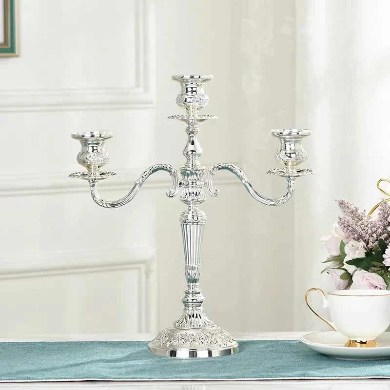 Candelabra, Vintage Taper Candle Holder, Floral Detail, 3 or 5 Arm, 14in