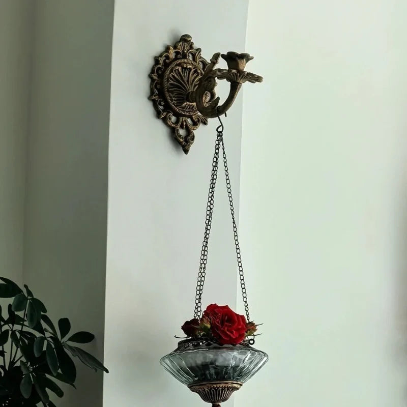Wall Candle Holder, Vintage Iron Wall Sconce for Taper Candles, Scrollwork
