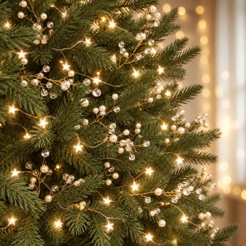 Christmas Tree Picks, Beaded Pearl & Crystal Look Branches, 10-40 Pack