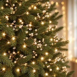 Christmas Tree Picks, Beaded Pearl & Crystal Look Branches, 10-40 Pack