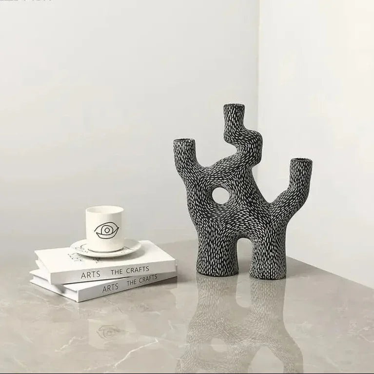 Cement Coral Candle Holder, Abstract Candlestick Stand, Textured, 11-14in