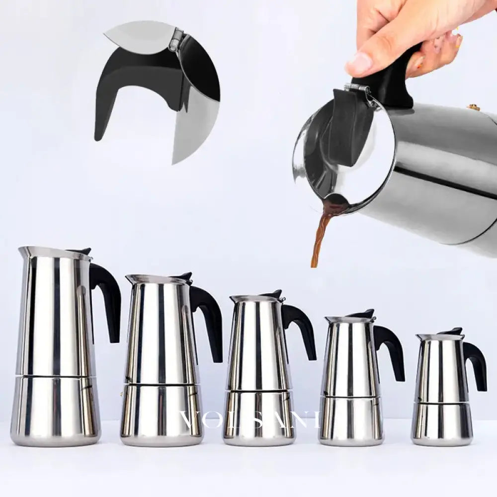 2/4/6/9/12 Cups Coffee Pot Mocha Espresso Latte Stovetop Filter Stainless Steel for Kitchen Moka Coffee Maker Coffee