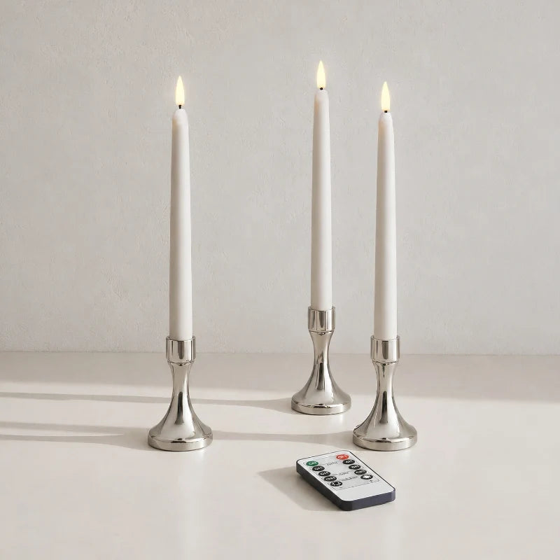 Flameless Taper Candles with Remote, LED Chandelier Candlesticks, 11in