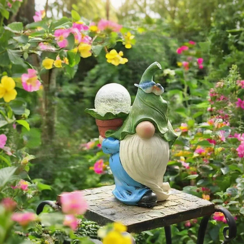 Solar Garden Gnomes, Light Up Resin Gnome Statues, Dusk Sensor, 6 Styles