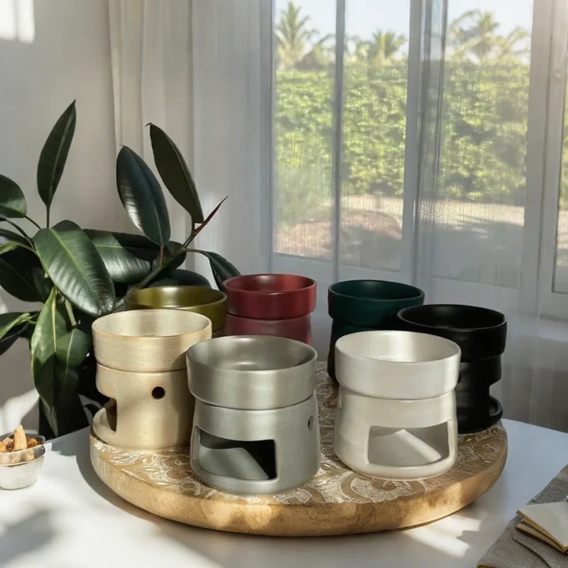 Ceramic Oil Diffuser, Tealight Essential Oil Burner & Wax Warmer, 11 Colors