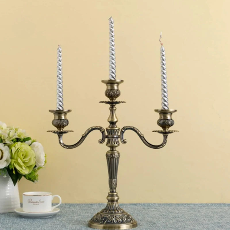 Candelabra, Vintage Taper Candle Holder, Floral Detail, 3 or 5 Arm, 14in